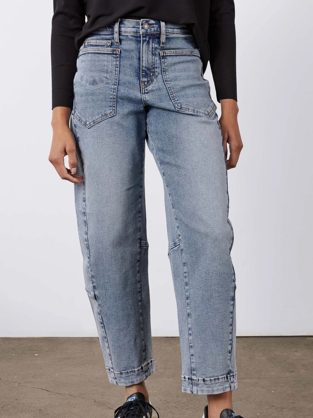 Ruti Jeans Womens 0P Blue Denim The Petite Slouchy Jeans 2.0 Vintage Wave Barrel